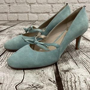 Boden Anthea Heritage Blue Suede Heels Pumps Size 39 8